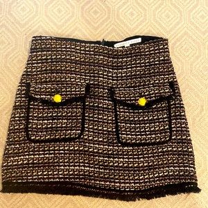 Veronica Beard metallic tweed skirt gold buttons 4